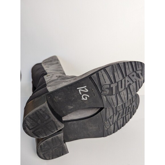 Stuart Weitzman Gray And Black 5050 Suede Knee Boots Size‎ 7.5M Stretch Low Heel - Picture 12 of 14